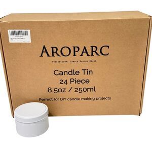 24pc 8.5oz Tin Jar w Lid Matte White Empty For Candle Making DIY by Aroparc